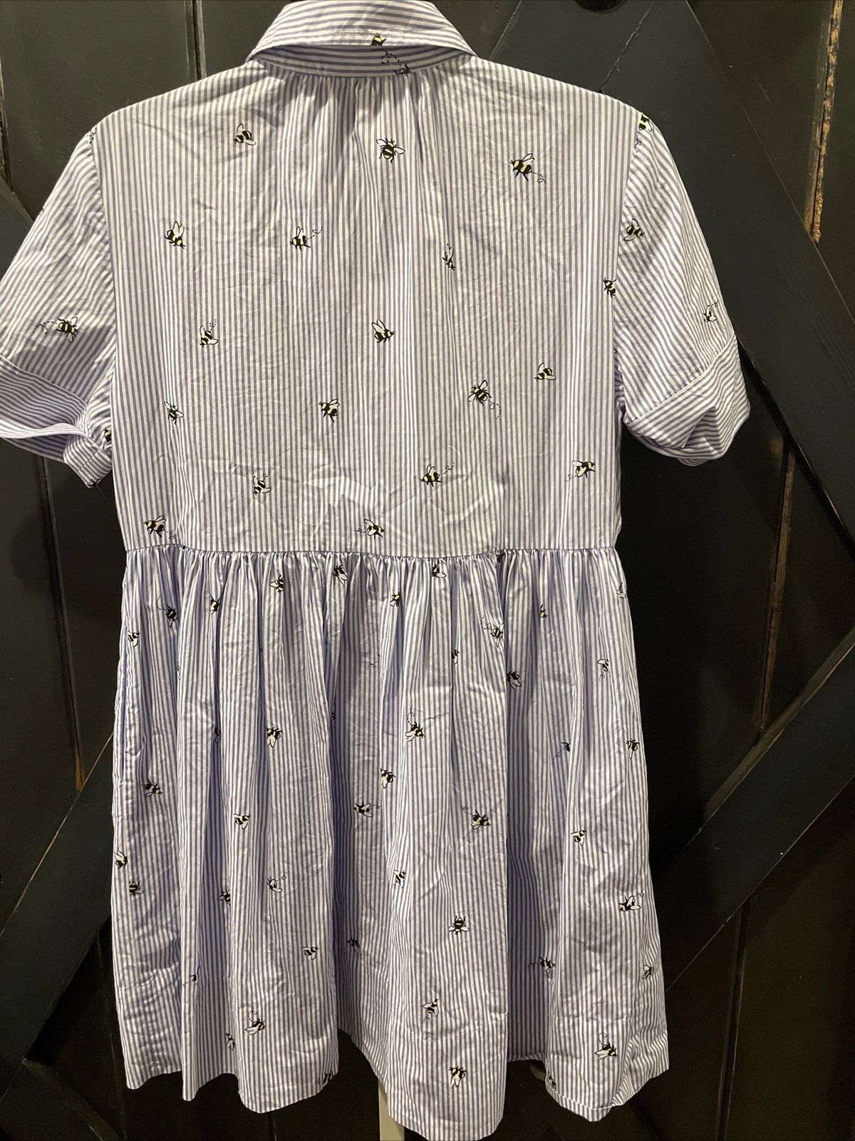 Abito a righe Kate Spade Abuzz Poplin Bumble Bees blu e bianco taglia media