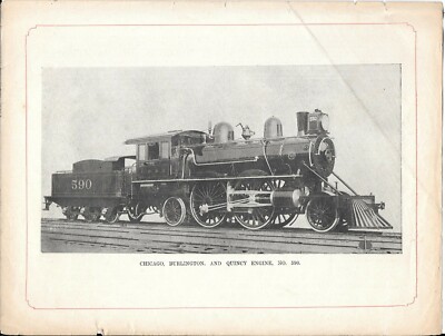 CHICAGO, BURLINGTON & QUINCY RD. - 2-4-2 LOK NR.590 - 1897 VINTAGE PRINT