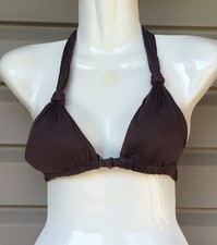 VITAMIN A CHLOE BRAID FULL HALTER BIKINI SWIM TOP BROWN XSMALL NEW  99