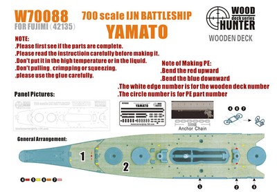 Hunter 1/700 W70088 Holzdeck IJN Yamato für Fujimi