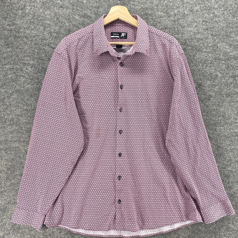 J. Ferrar Shirt Men XL Purple Geometric Button Up Collared Regular Fit Stretch - Image 4 of 4