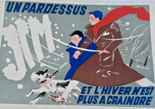 Rare Jim Overcoat Clothing Original Vintage French Advertising Poster 28X19in