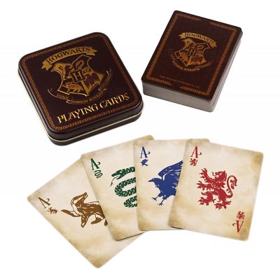 Official Harry Potter Hogwarts Houses Playing Cards Deck With Tin