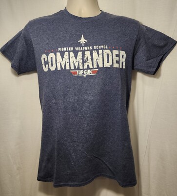 Official Top Gun Fighter Weapons School Commander Blue T-Shirt Men's Sz S 34/36