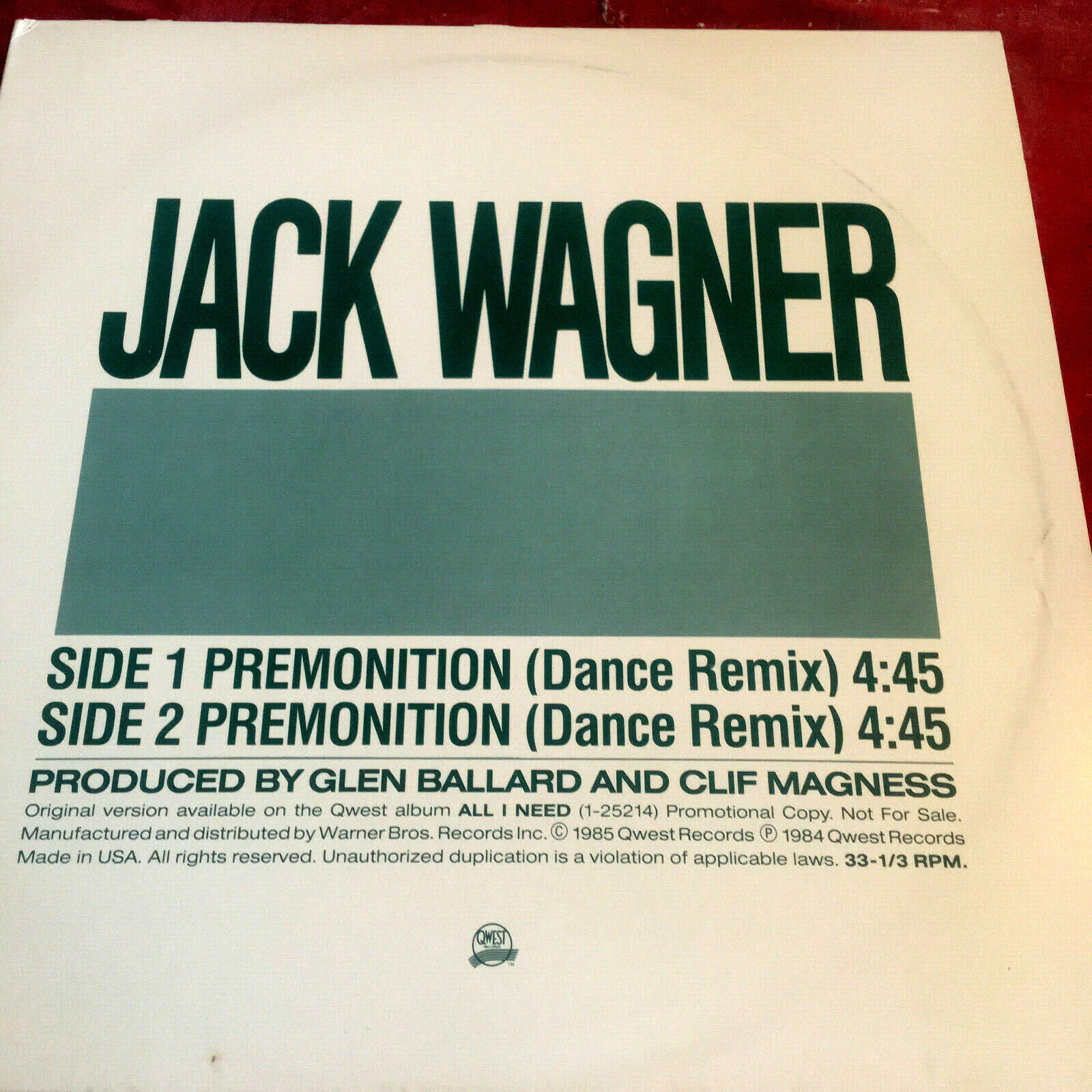 JACK  WAGNER - PREMONITION - 12