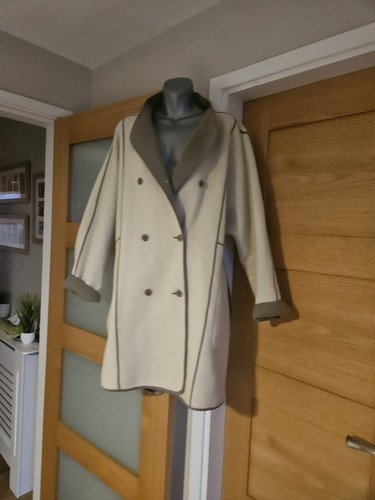 Cappotto lana vintage anni 70 Wetherall REVERSIBILE boho invernale mod soprabito taglia UK 18 - Foto 6 di 10