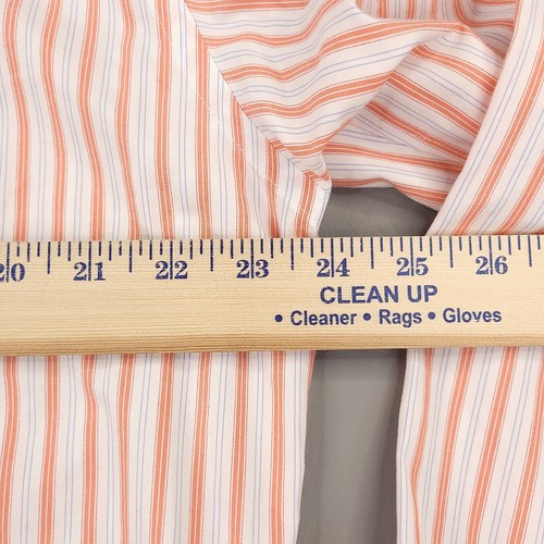 Brooks Brothers Shirt Mens Large 16 36 Orange Striped Non Iron Office Casual - Picture 8 of 12