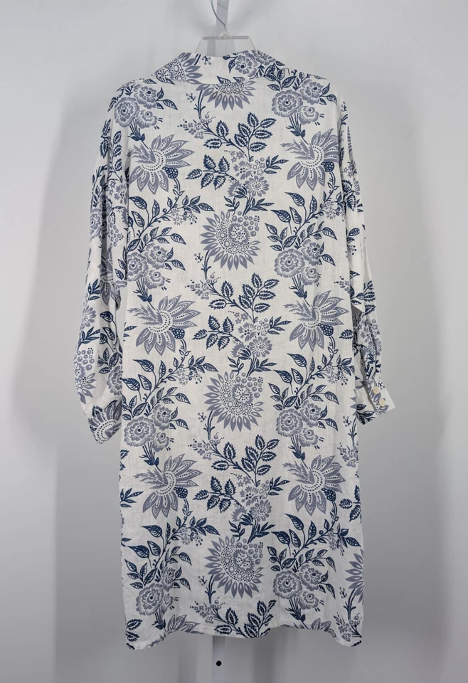 Vestido Camisa FLAX by Jeanne Engelhart Aloha Floral Playa Hawaiano Batik Lino 44 Foto 2 de 4