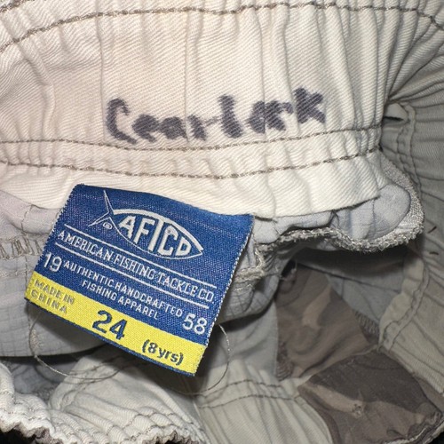 AFTCO Camo Fishing Shorts Outdoor Casual Button Pockets Kids Size 24 8 Years - Picture 2 of 7
