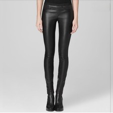 HELMUT LANG Black Pull On Lamb Leather Leggins/pants Size 8