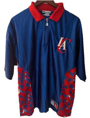 #ad PLAYER WORN NBA AUTHENTIC LA Clippers Warm Up Shooting Shirt Champion 1990s XL $90.00
