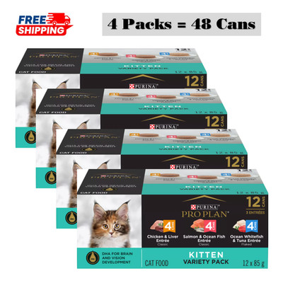 4 Pack, Purina Pro Plan Focus Kitten Wet Cat Food - High-Protein, 12 Ct