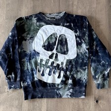 Vintage Stussy Y2K Skull Tie-Dye Multicolor Skate Surf Made In USA Sweatshirt