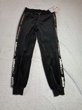 Justice Girls Black Velour J Sport Jogger Pockets Size M 10 NWT