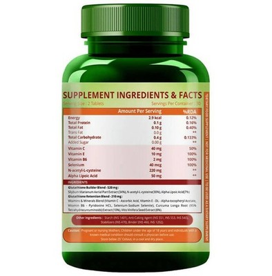 Himalayan Organics Glutathione Builder Tablets For Anti-Ageing & Skin Brightenin