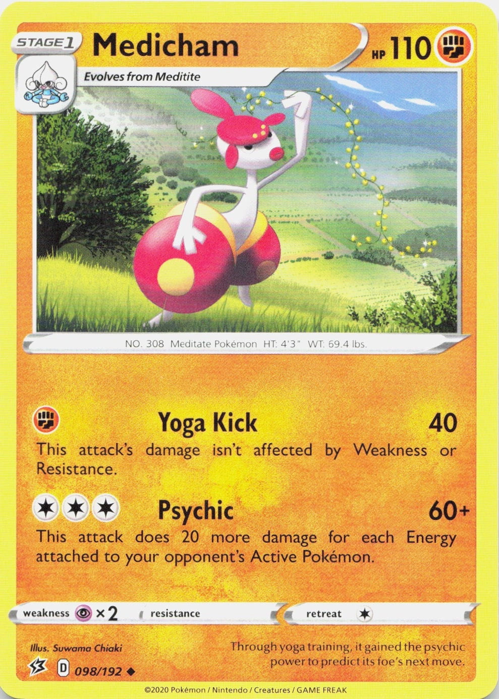 Medicham 098/192 Rebel Clash Uncommon NM Pokemon TCG