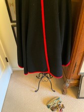 Vintage 50s Black Wool Heavy Long Cape Coat Cloak Gothic Victorianish