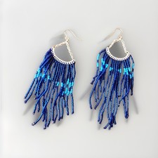 Cobalt/ Turquoise Blue Glass Seed Bead Earrin...