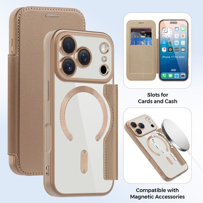 For iPhone 17 Pro Max 16 15 14 13 12 Magnetic Leather Wallet Case Mag Safe Cover