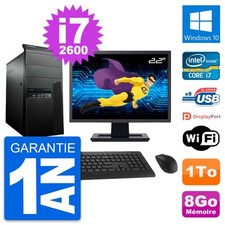 PC Tour Lenovo M91p Ecran 22" Core i7-2600 RAM 8Go Disque 1To Windows 10 Wifi