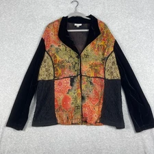Coldwater Creek Velvet Patchwork Jacket Womens Size 3X Boho Luxe Cottagecore