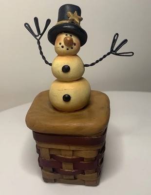 Suzi Blossom Bucket Trinket Box Snowman On Square Basket With No Coat