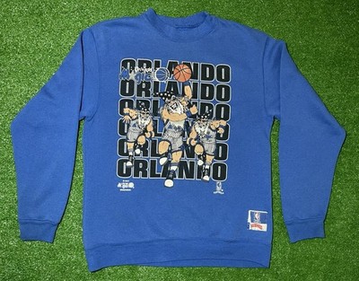 Vintage 90s Nutmeg Orlando Magic Blue Crewneck Wizards Print Sweatshirt sz L