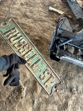 Vintage Embossed Heavy steel Retired Street Name Sign Russel Street 24”x6”