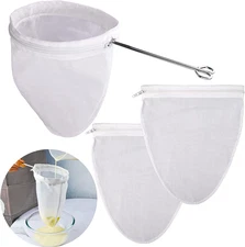WMKGG Ultra Fine Mesh Strainer Bags, Reusable Mesh Filter Bags with Stainless St