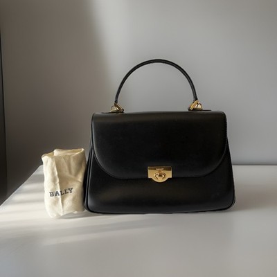 Authentic BALLY Hand bag 2way Black Leather From Japan 01120