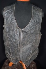 Vintage Men's 1970's-1980's Black Leather Vest Size Medium