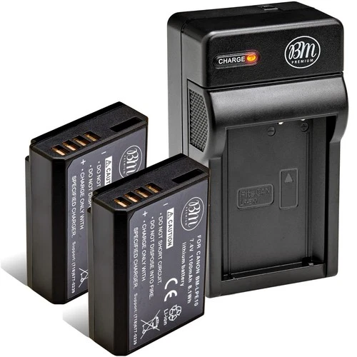 2 Pack LP-E10 Battery + Charger for Canon Rebel T3, T5, T6, T7, EOS 1200D, 1300D