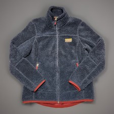 LL Bean Mountain Deep Pile Fleece Jacket Womens S Blue Full Zip Pockets Outdoor