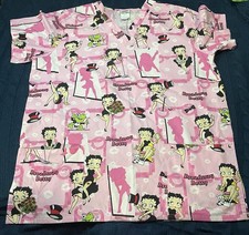 Ladies Broadway Betty Boop V Neck Scrubs Top Size L