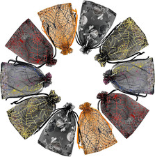 100Pcs Organza Bag, 4X6, Black Mesh Drawstring Gift Bags - Small