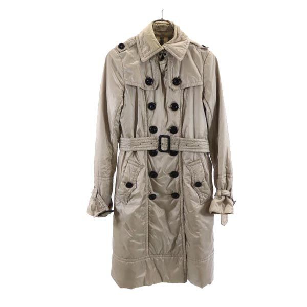 Vintage Burberry Beige Padded Trench Coat Size 8 Womens Preowned