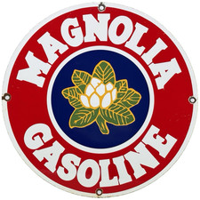 Vintage Magnolia Gasoline Porcelain Sign Gas Station Pump Motor Oil Flower Vintage Magnolia Gasoline Porcelain Sign Gas Station Pump Motor Oil Flower