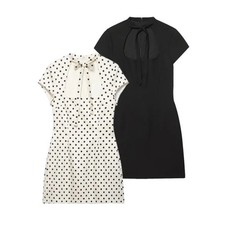 Cut Out Front Bow Tie Mini Dress, Women's Polka Dot Short Sleeve Bodycon Dress