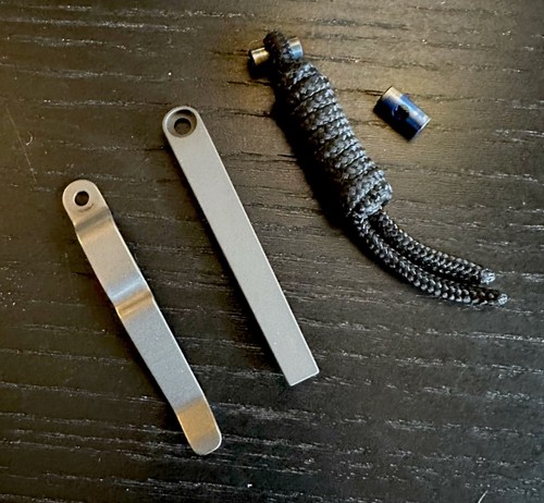 Chris Reeve knives CRK Stock Clip ZircBlasted & 6G Titanium SandBlast - Pins
