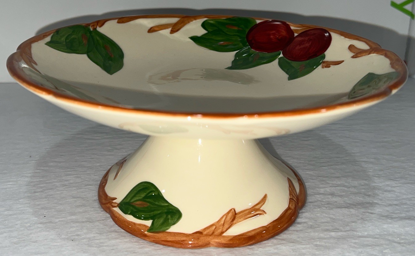 Vintage 1960s Franciscan Apple Compote Pedestal Cake Desert Serving Fruit Plate