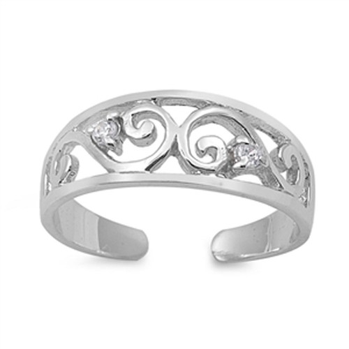 Infinity Swirl Clear Simulated CZ .925 Sterling Silver Toe Ring - 第 1/2 張圖片