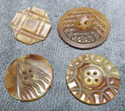 4 Vintage Antique Pressed Horn Carved Buttons VARIOUS PATTERNS — photo 2