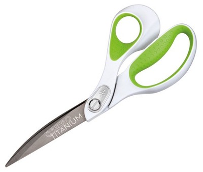 Carbo Titanium Scissors 23cm White Green Ergonomic High Strength Blades