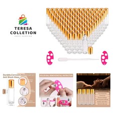 100 Pack,10ml Roller Bottles for Essential Oils Applicator Clear Glass Bottle...