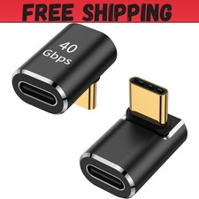 USB C 90 Degree Adapter, Right Angle L Shape USB Type C Male to Female 2 Pack