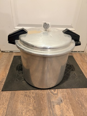 #ad #ad Stovetop Aluminum Pressure Cooker 4.5 qt Silver Black w Lid amp; Rack $55.00