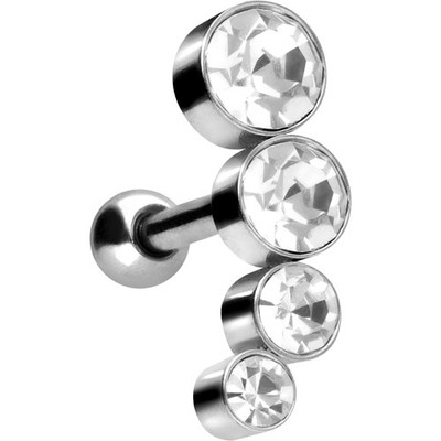 PIERCINGLINE  Piercing Stecker Chirurgenstahl Ohrpiercing 4 KRISTALLE
