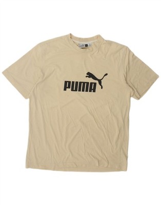 Puma Mens Graphic T-Shirt Top Large Beige CV10