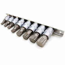 8pc Spline Bit Socket Set 12 Point Triple Square Bits 1/4 & 3/8 Drive M4 - M16