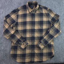 J Crew Flannel Shirt Medium Classic Brown Black Plaid Button Up Outdoors